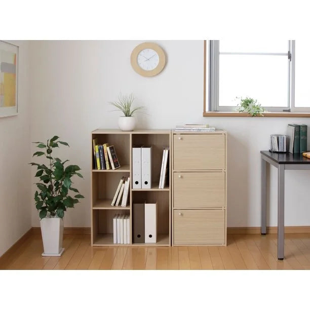 Light Brown 5-Compartment Wood Bookcase Storage Shelf S594