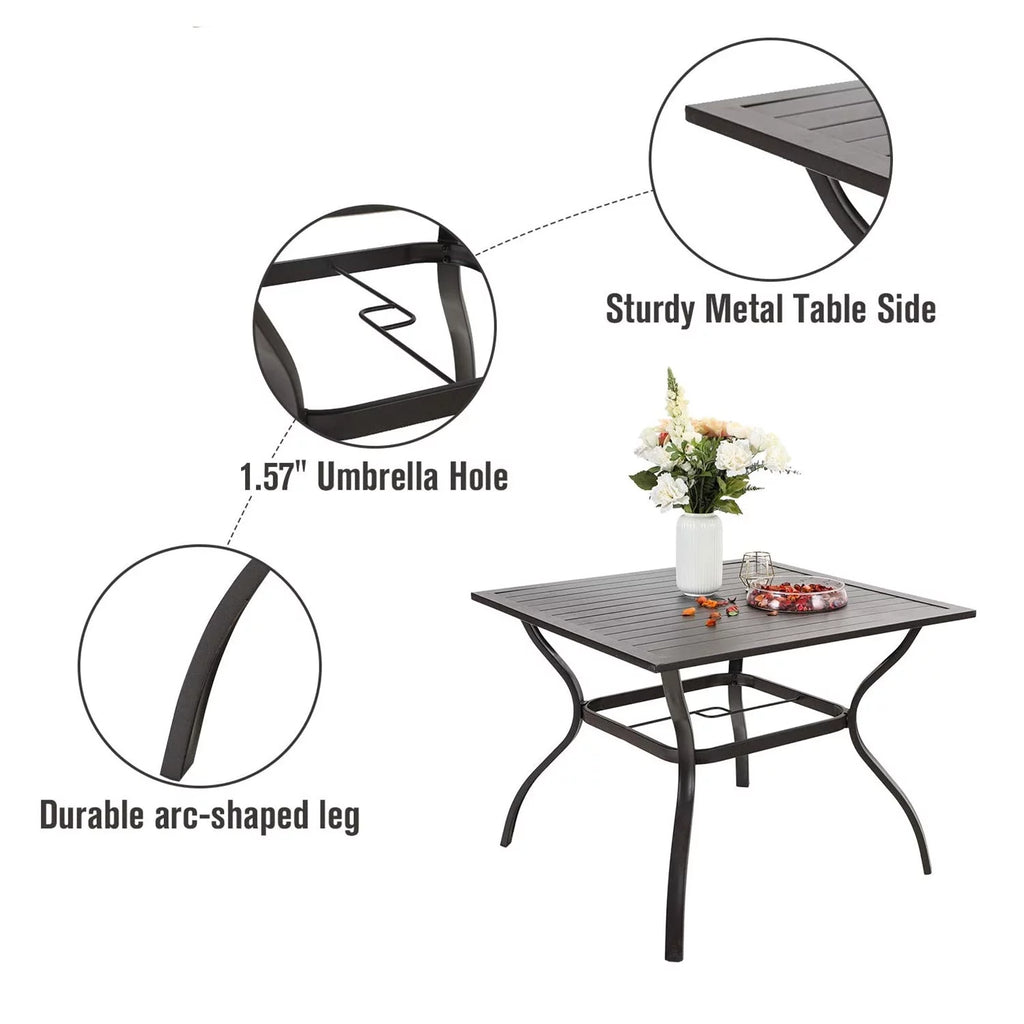Outdoor Square Dining Table with Steel Frame K614