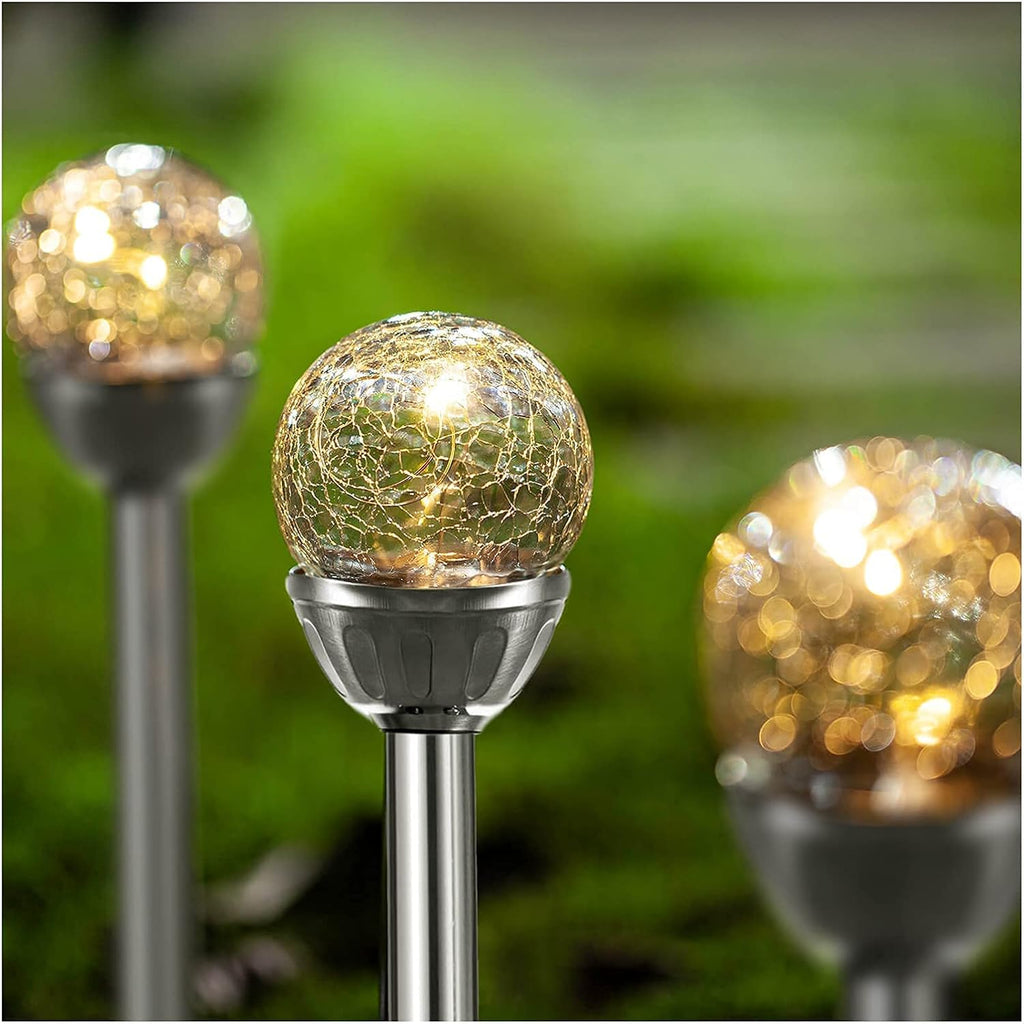 Cracked Glass Ball Lights Outdoor Garden Pathway Lights (3 Pack) D99982