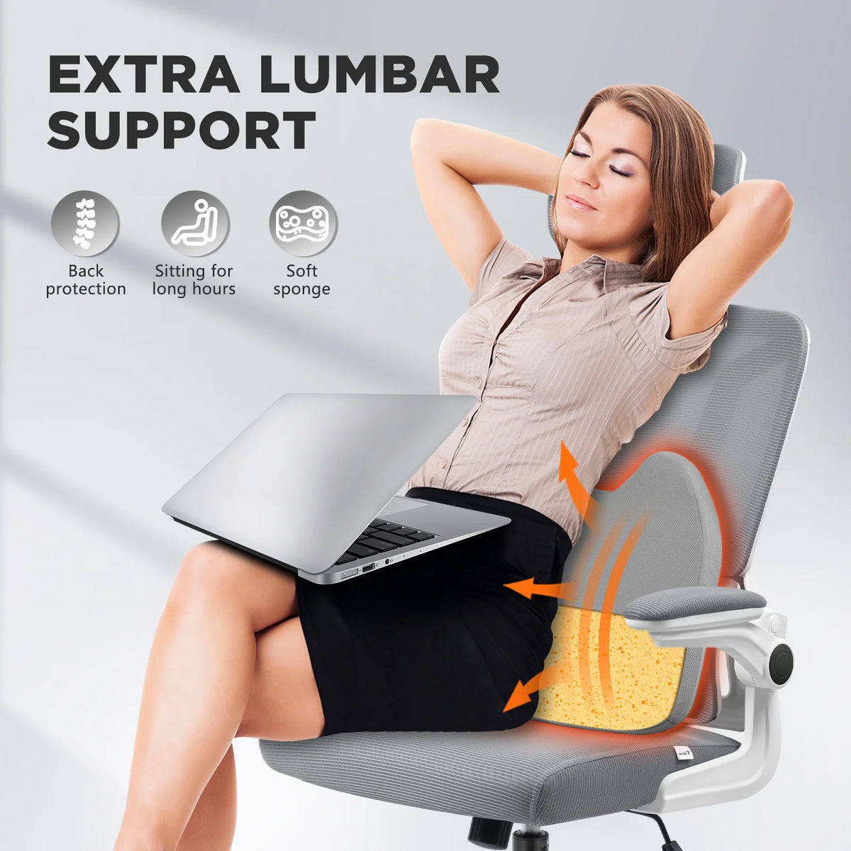 Grey Ergonomic High Back Mesh Office Chair with Lumbar Support T890