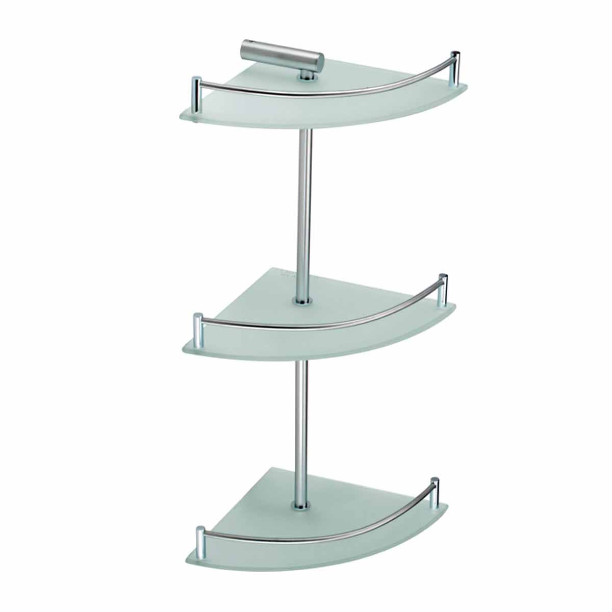 3 Tier Corner Stainless Steel Glass Shelves Y4782