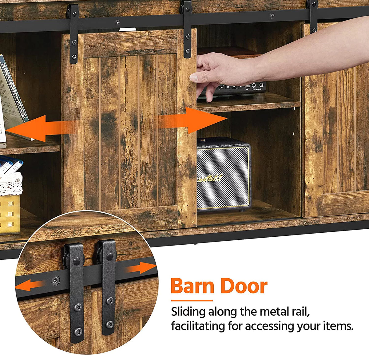 Farmhouse Cabinet with Sliding Barn Doors and Adjustable Shelves P989474