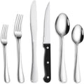 36-Piece Stainless Steel Flatware Set with Steak Knives W456