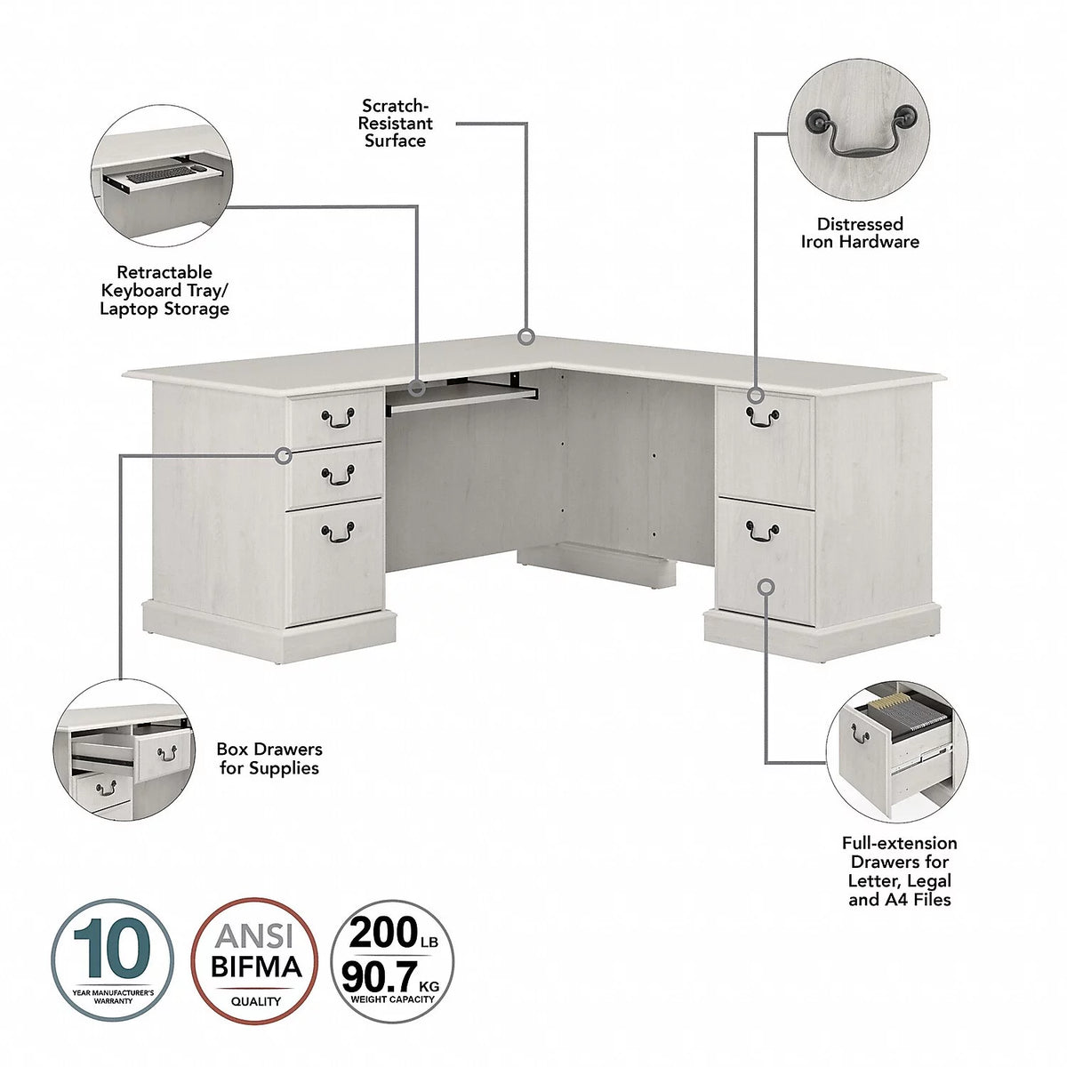 L Shaped Computer Desk with Bookcases U65270