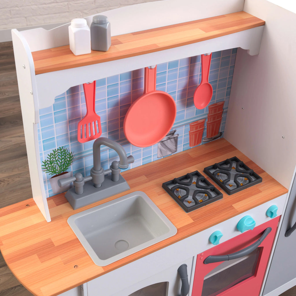 Gray and Pink Magnetic Play Kitchen J30318