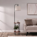 Brown Floor Lamp with Table and Shelves Z852988