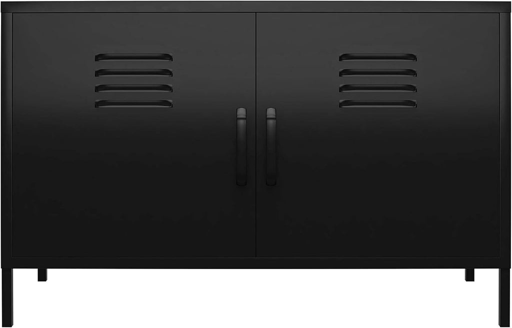 Black 2 Door Metal Locker Accent Cabinet L911