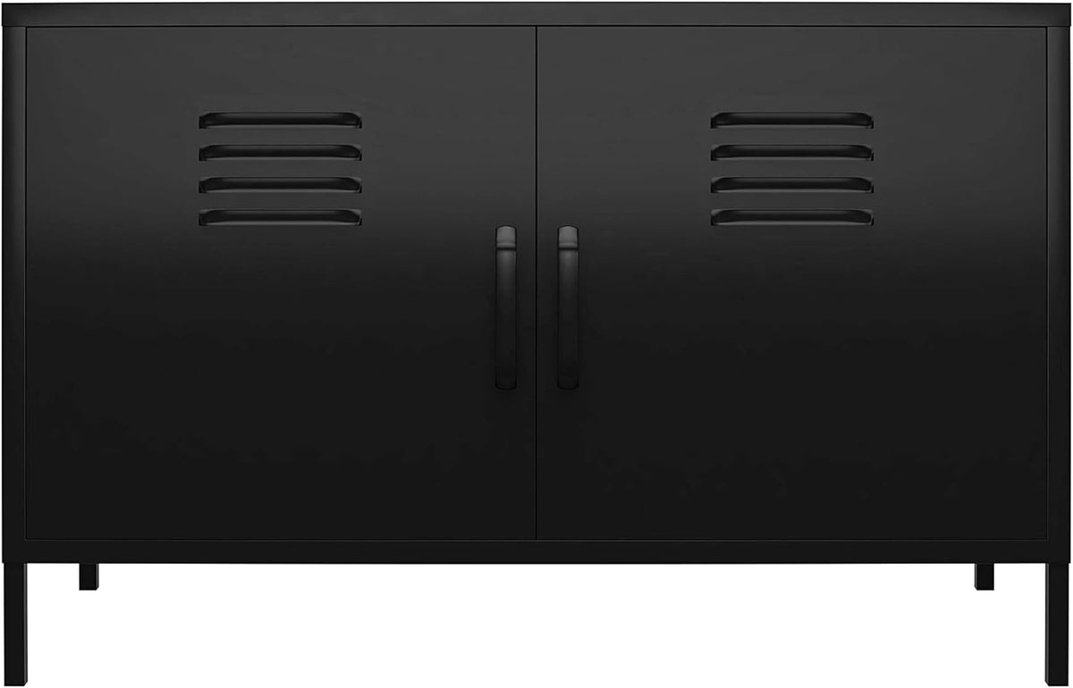 Black 2 Door Metal Locker Accent Cabinet L911