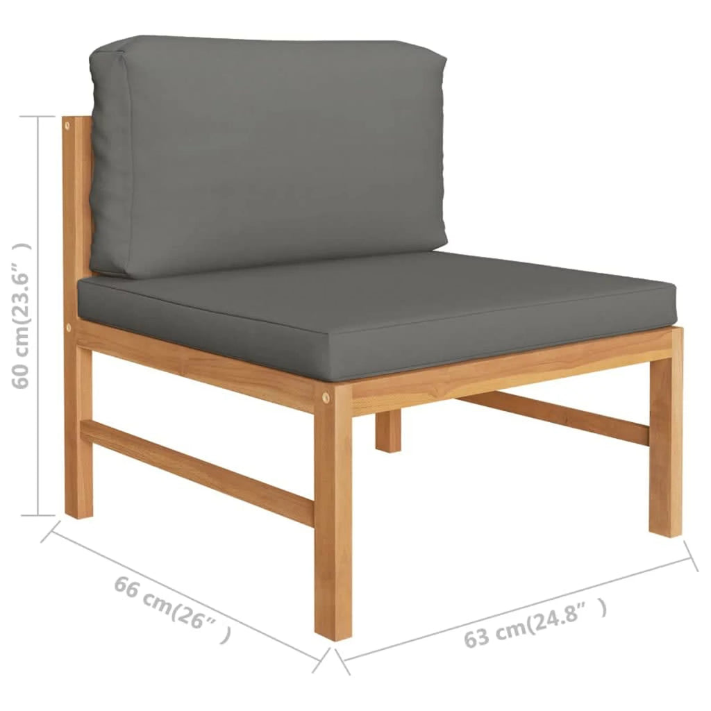 Dark Gray Cushions Solid Teak Wood Sofa C1356