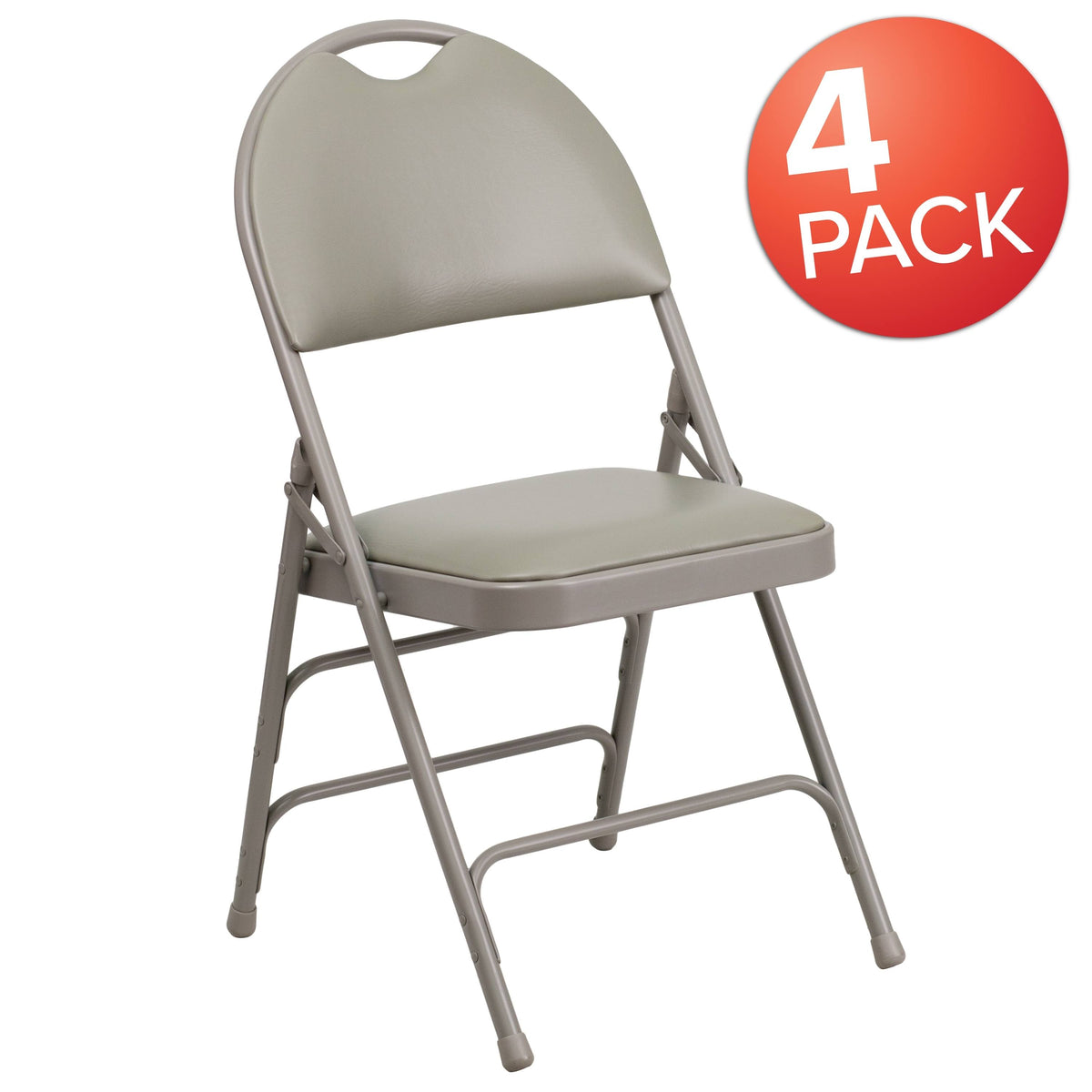 4 Pack Extra Large Triple Braced Folding Chair Gray Vinyl U645468
