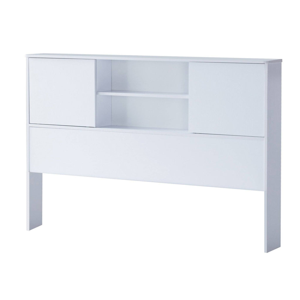 White Twin Bookcase Headboard with 2 Open Cubbies V617252
