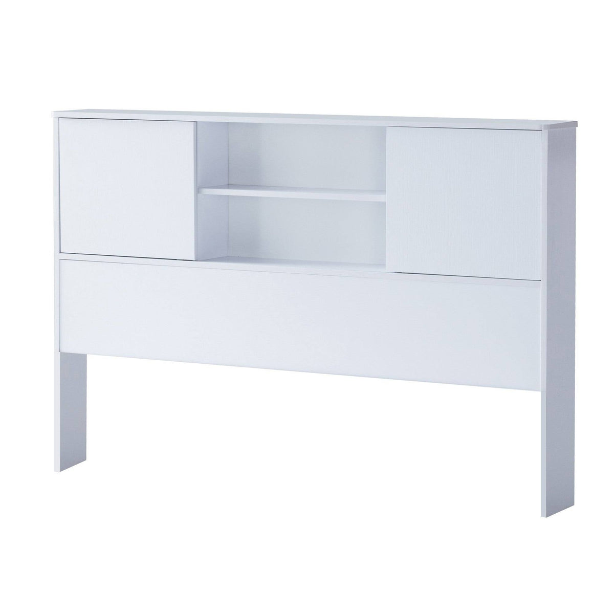 White Twin Bookcase Headboard with 2 Open Cubbies V617252