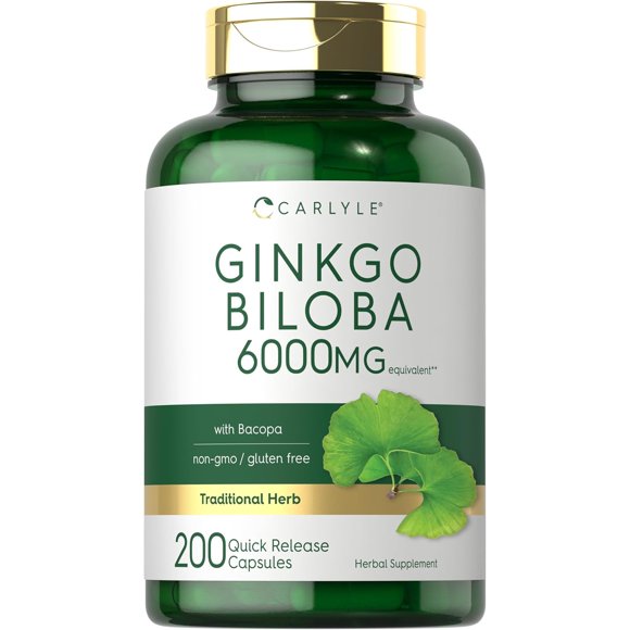 Ginkgo Biloba Capsules 6000mg 200 Count Supplement D2238
