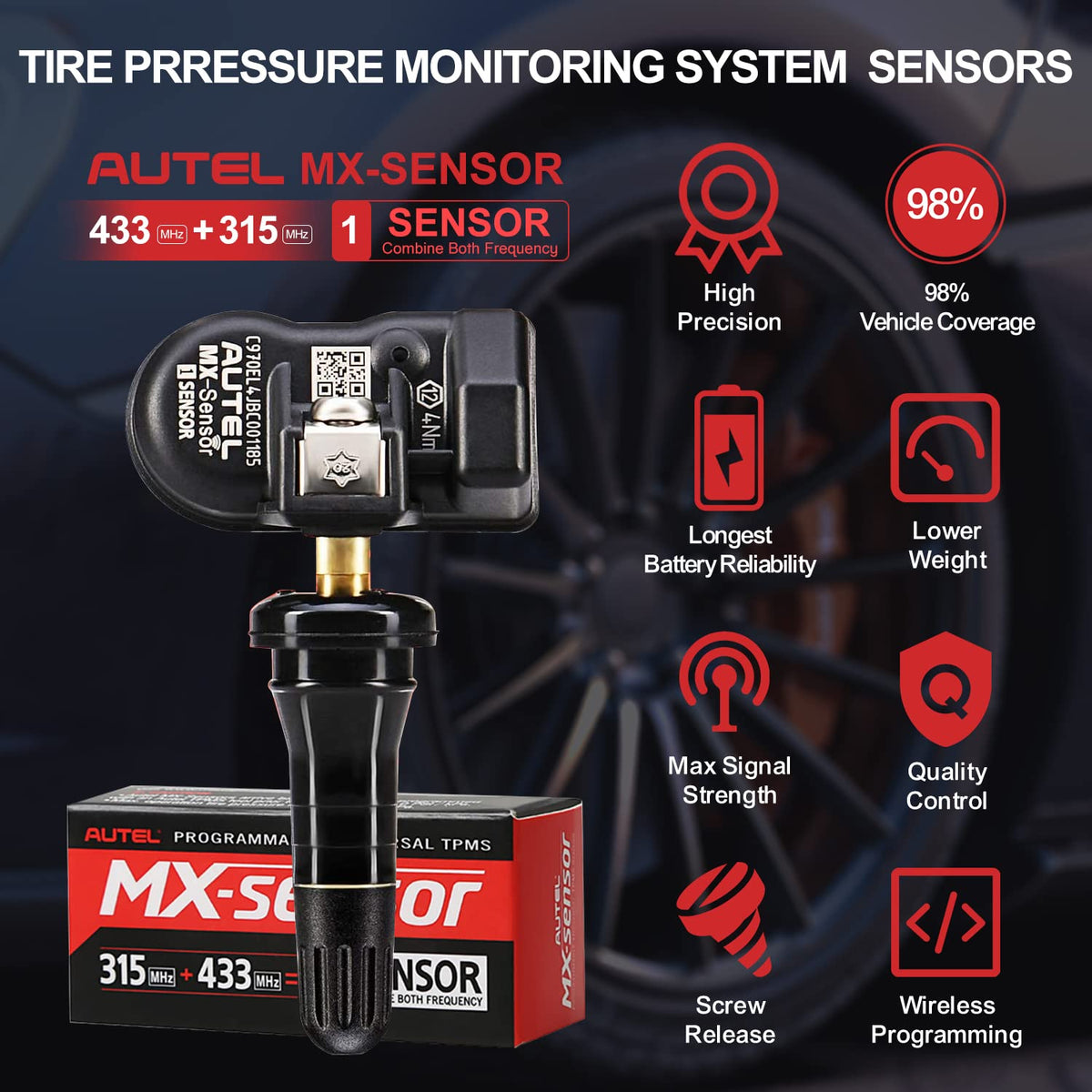 2 in 1 Dual Frequency Programmable TPMS Sensor Sets of 4 R442