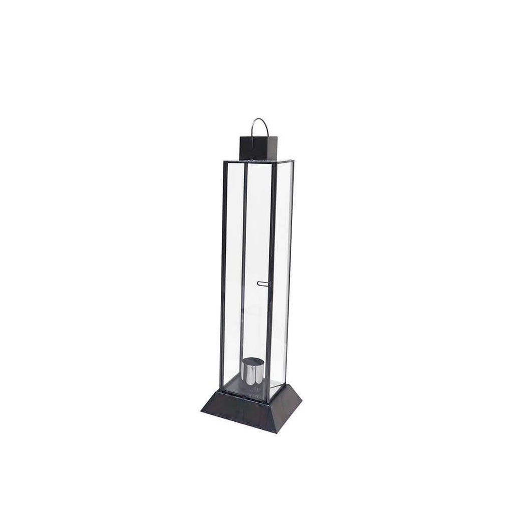 Black Glass Taper Candle Lantern Set X867