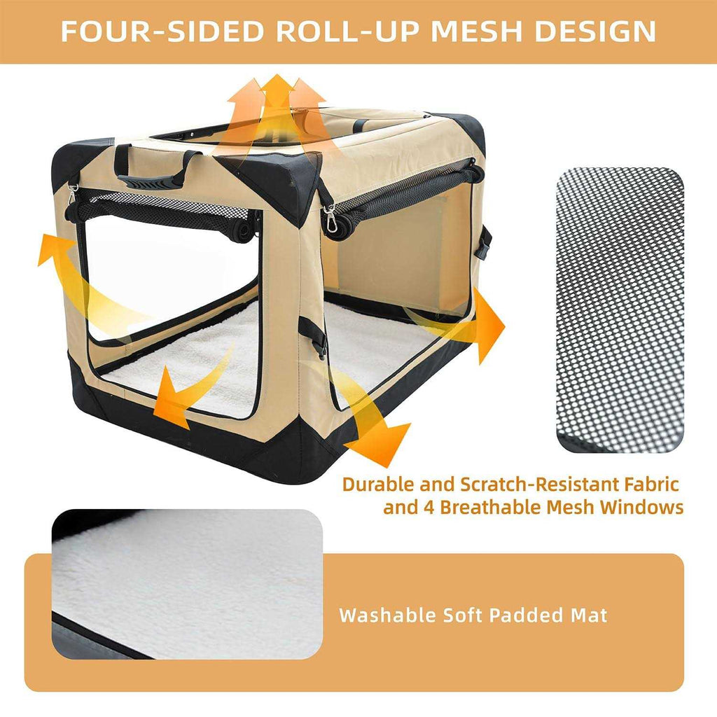 Collapsible Dog Crate 4-Door Foldable Soft Dog Kennel C391398