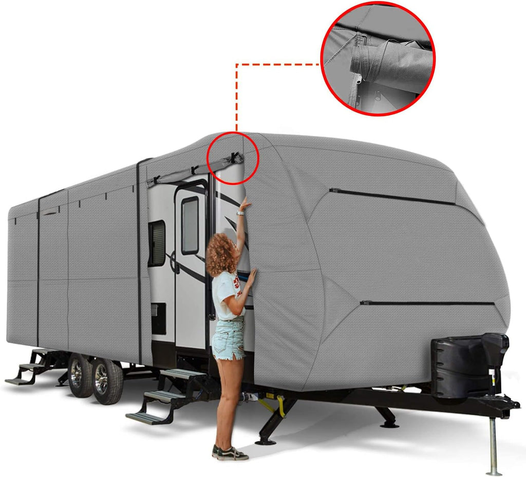 Waterproof Windproof 420D Heavy Duty Polyester Oxford RV Trailer Cover O4964
