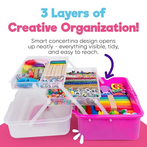 Pink 2800+ Pcs Craft Supplies Box with 2 Drawers O4603