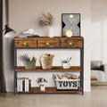 Rustic Brown Console Table with Drawers and Storage Shelves P82772