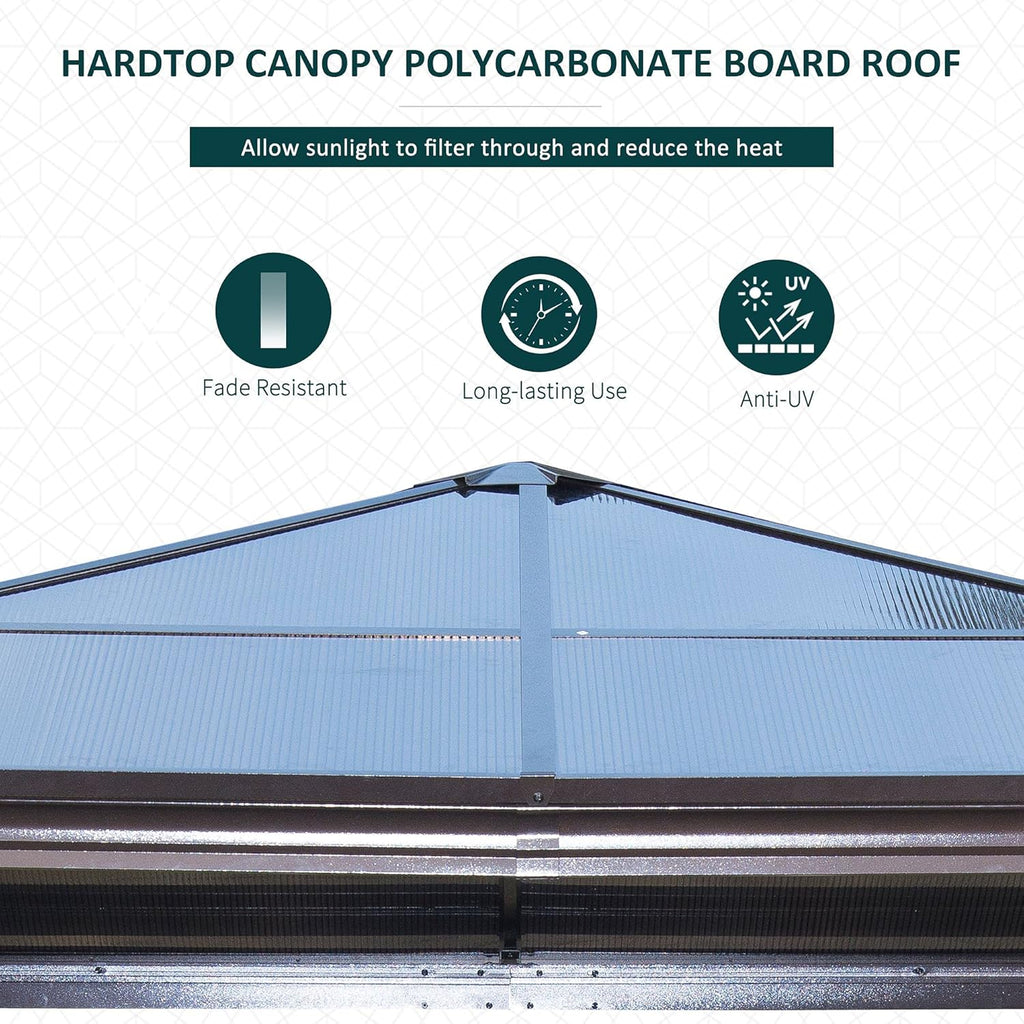 10x10 Polycarbonate Hardtop Gazebo with Curtains and Netting N973799