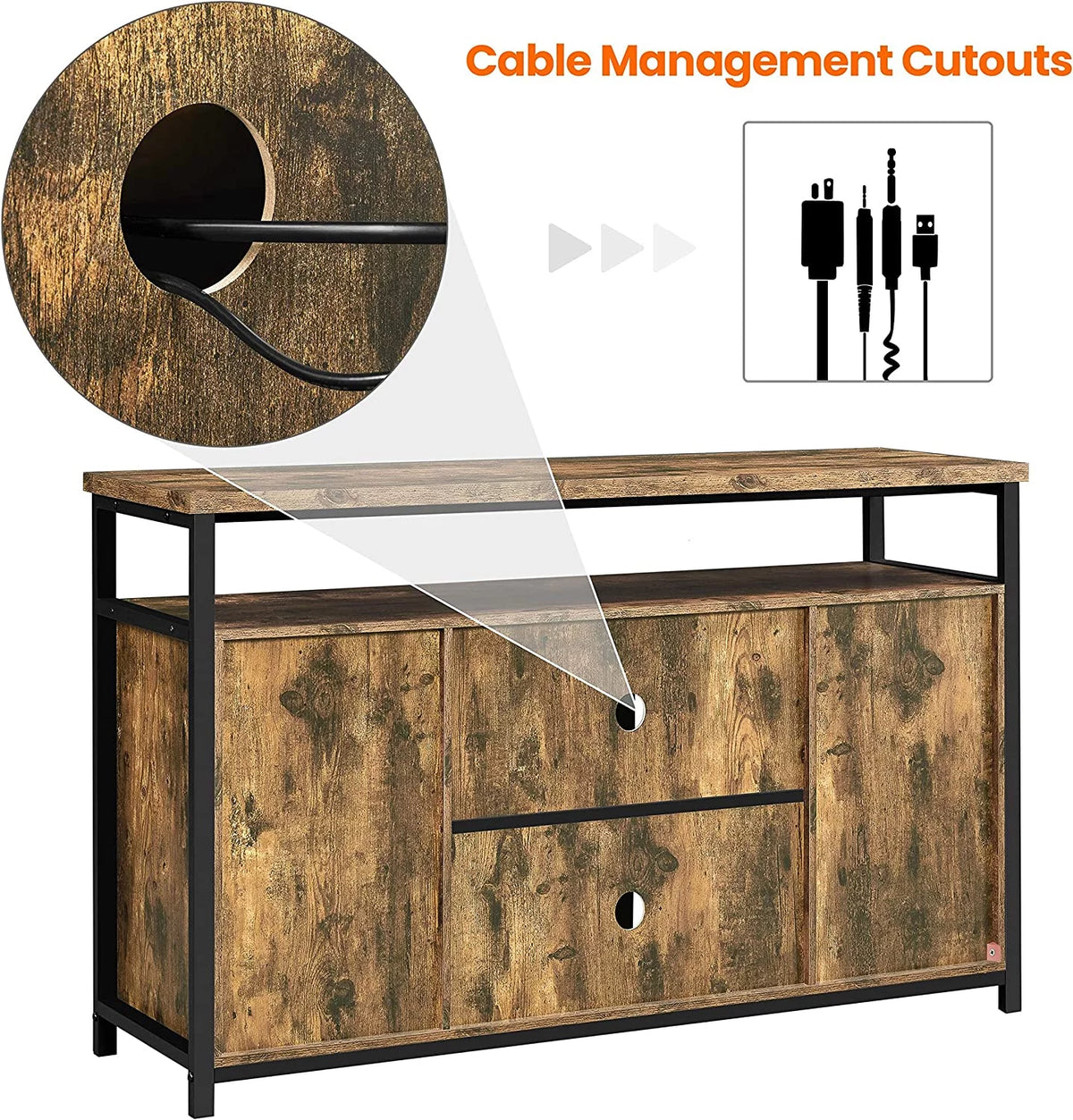 Farmhouse Cabinet with Sliding Barn Doors and Adjustable Shelves P989474