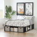 Black Oak Full Platform Bed with Storage and Baskets B7002