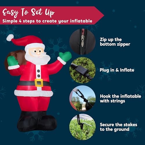 6 FT Christmas Inflatable Santa with Gift Bag with Build in LEDs N2115