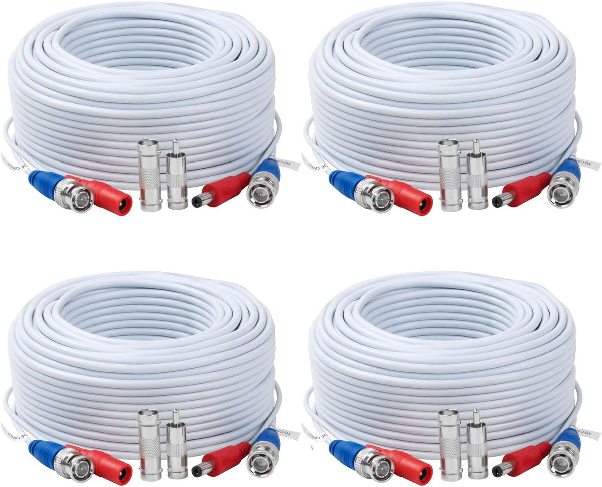 4 Pack 200 Feet BNC Video Power Cable with Connectors I299357