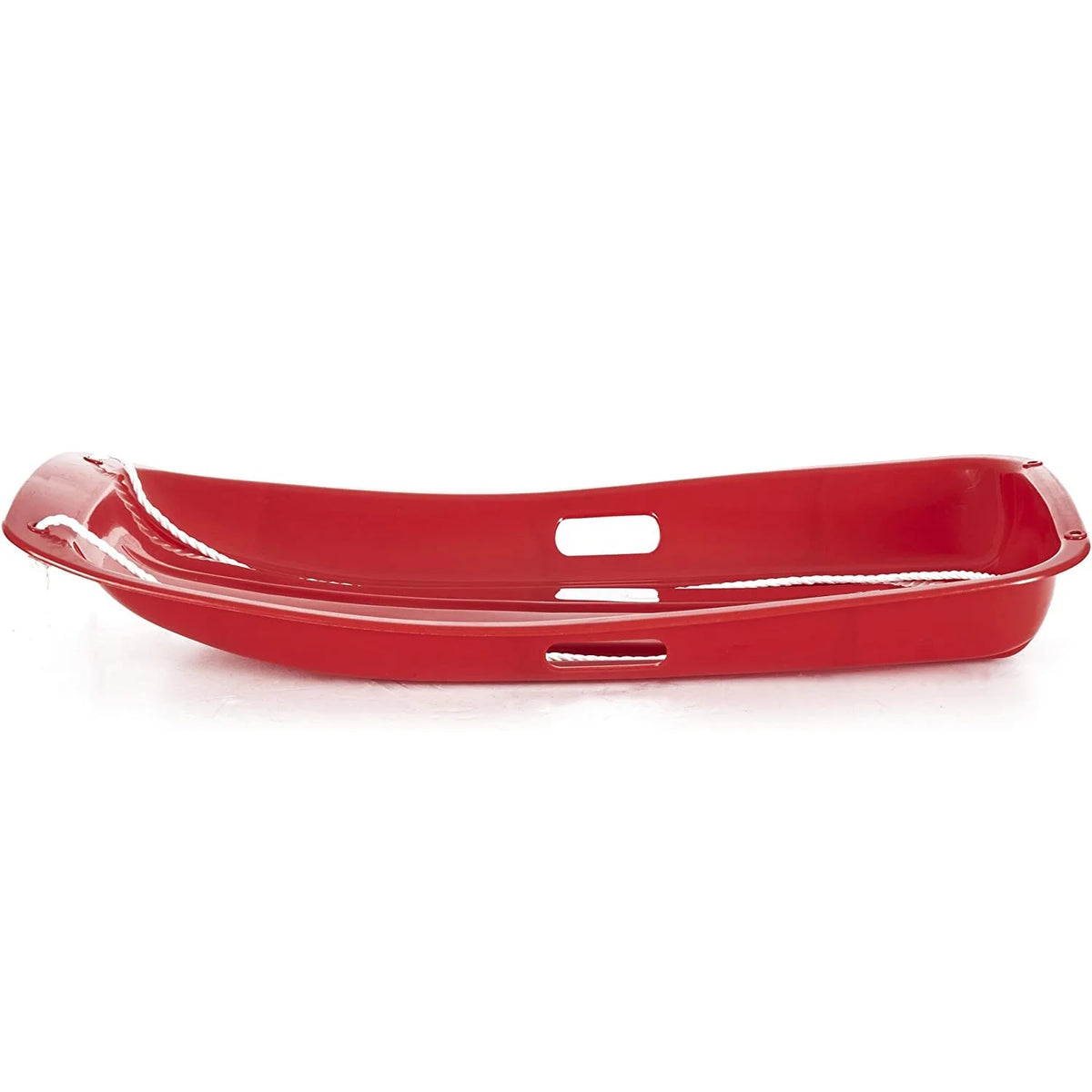 Red Slippery Plastic Snow Sled with Handles and Ropes, 35''x17'' R14627