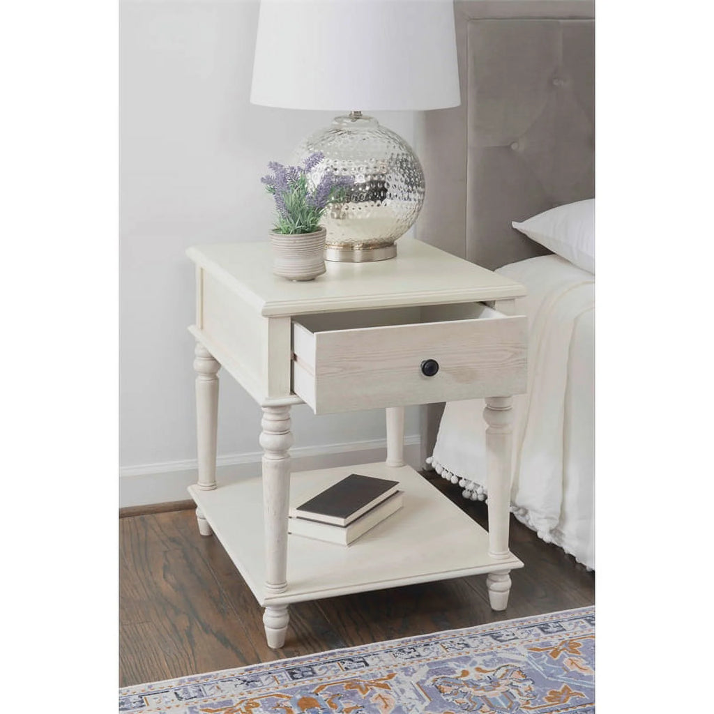 White Wood Side Accent Table Y446202