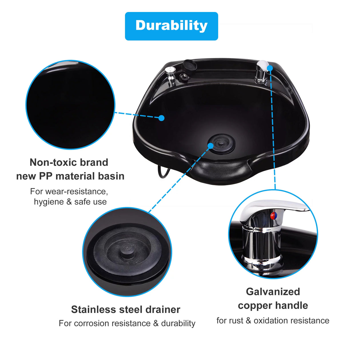 Shampoo Bowl with Vacuum Breaker and Neck Rest Y919731