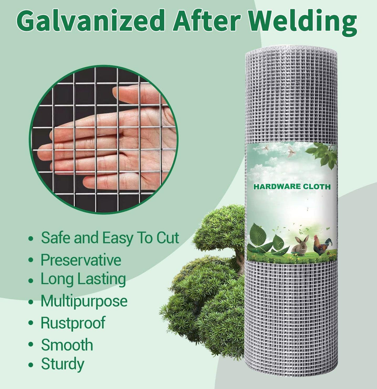 Galvanized 19 Gauge Square Chicken Wire Fence Mesh Roll Y6135