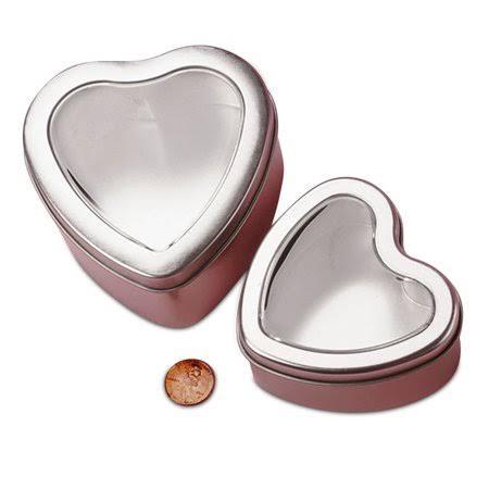 4 oz Metal Heart Shape Window Tin Can V726