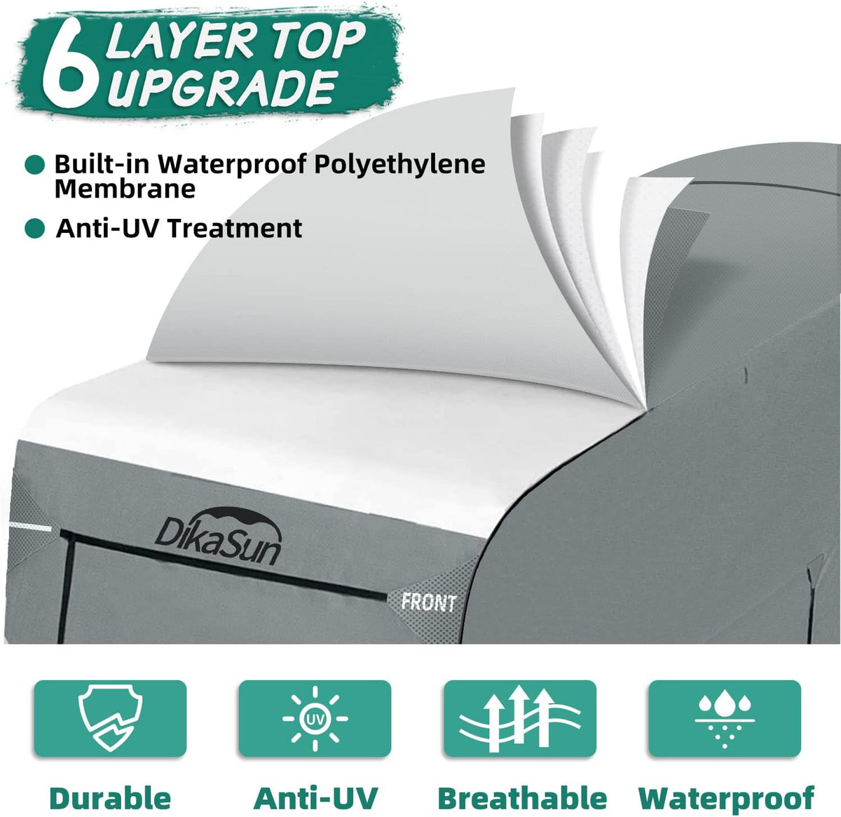 RV Cover for 31'-34' with 2Pcs Extra Straps & 6 Gutter Covers Grey V840288