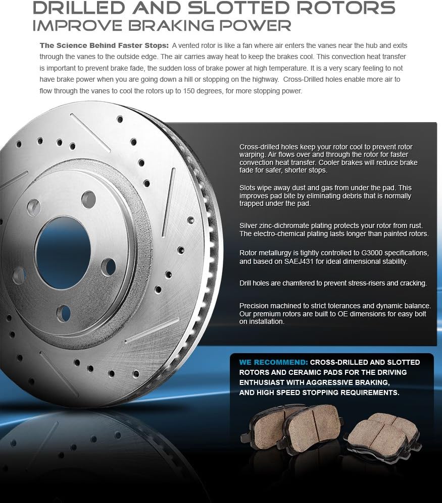Powder Coated Red Calipers Rotors Ceramic Pads Performance Kit K6903