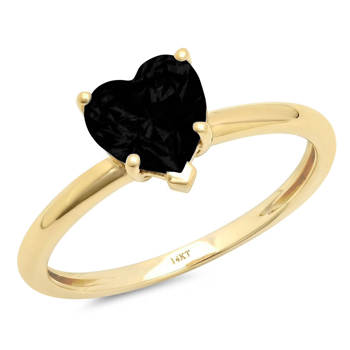 Heart Cut Black Onyx 18k Yellow Gold Solitaire Ring N277