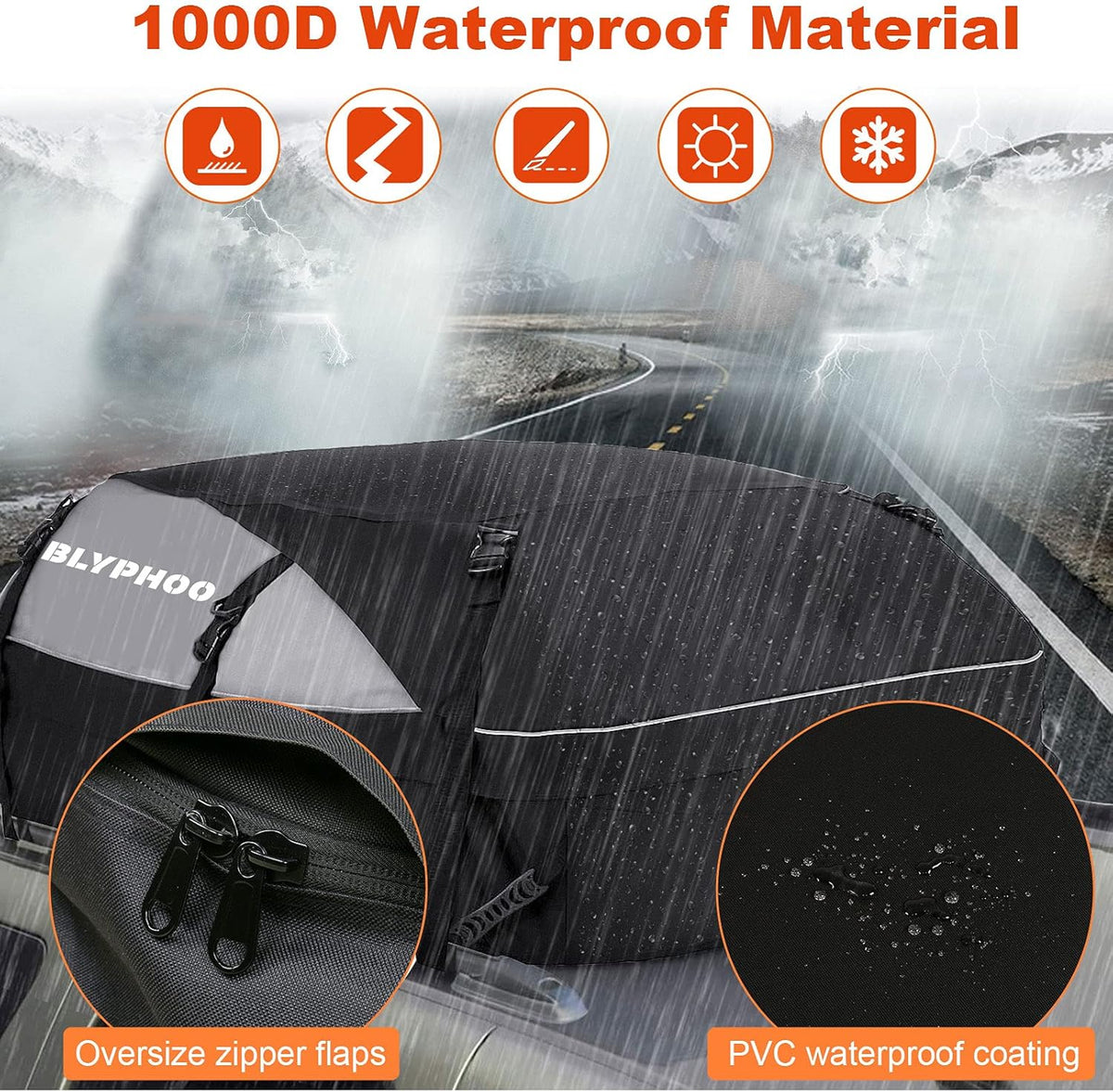 20 Cubic Feet Waterproof Rooftop Cargo Carrier with 8 Reinforced Straps X799225