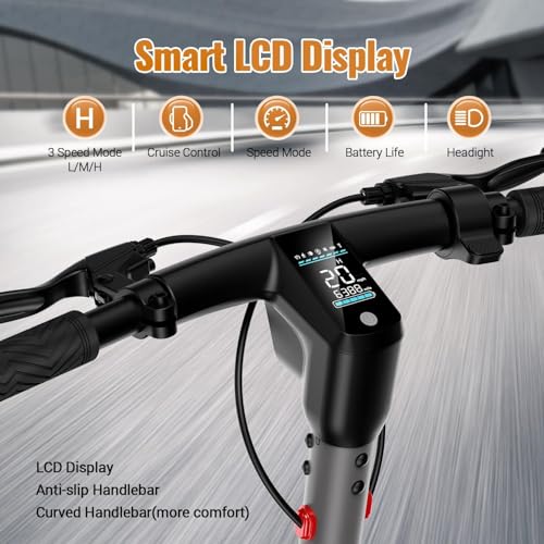 Electric Scooter with 10" Tires, 600W Peak Motor, 22 MPH Speed, 30 Miles Range, Dual Brakes, LCD Display N78163
