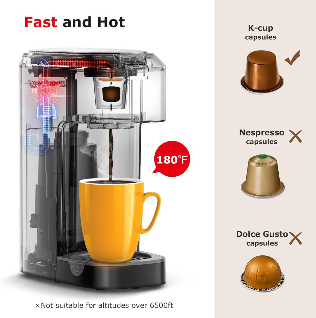 Single Serve Coffee Maker for K Cup Capsule, Brew Sizes 6 to 12oz A591838