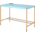 Contemporary Writing Desk in Baby Blue & Gold Finish T28692