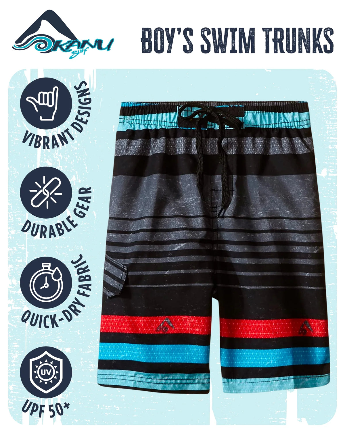 Boys' 2 Pack Quick Dry Swim Trunks Z886