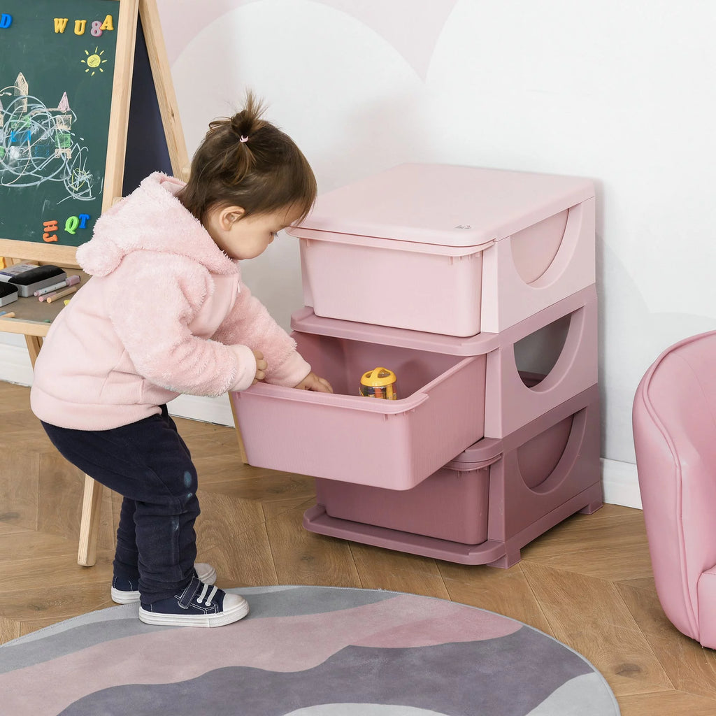 Blue 3 Tier Kids Storage Unit Dresser Tower T897332