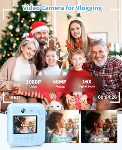 Instant Print Kids Camera 48MP 1080P with 32GB Card V8724