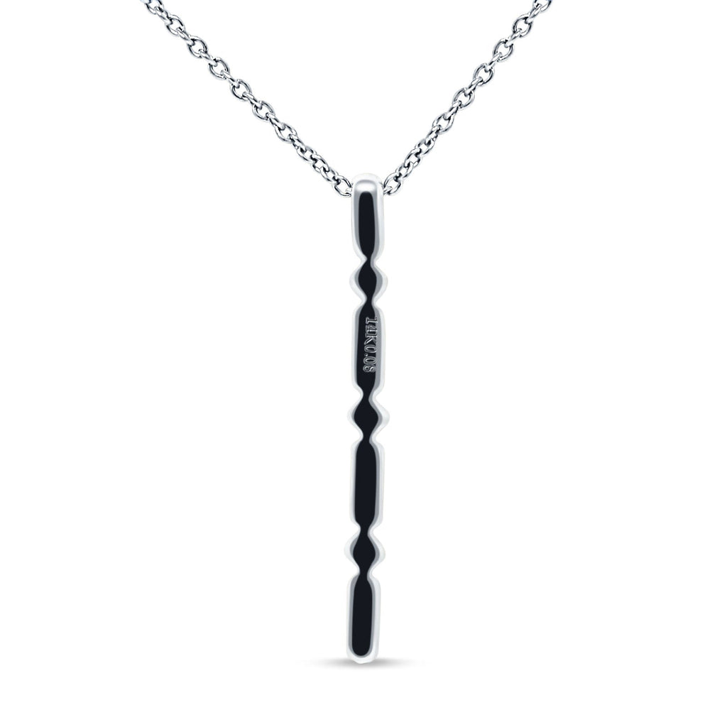 14K White Gold Diamond Drop Bar Pendant Necklace 18" H121271