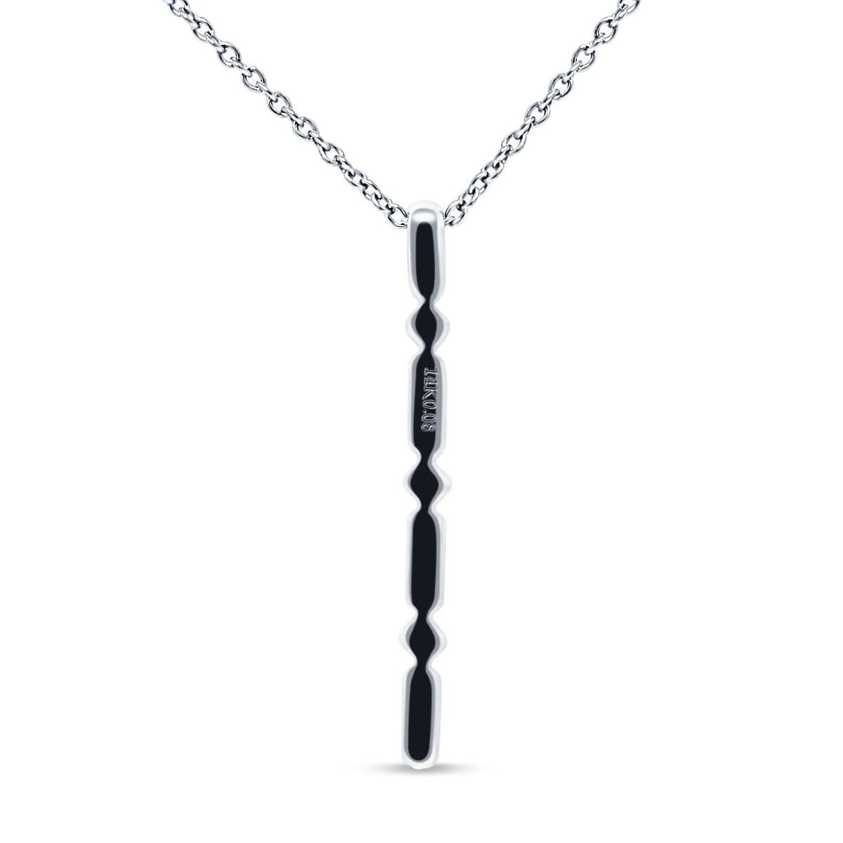 14K White Gold Diamond Drop Bar Pendant Necklace 18" H121271