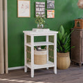 White 3-Tier MDF Side Table with Hemp Rope N62725