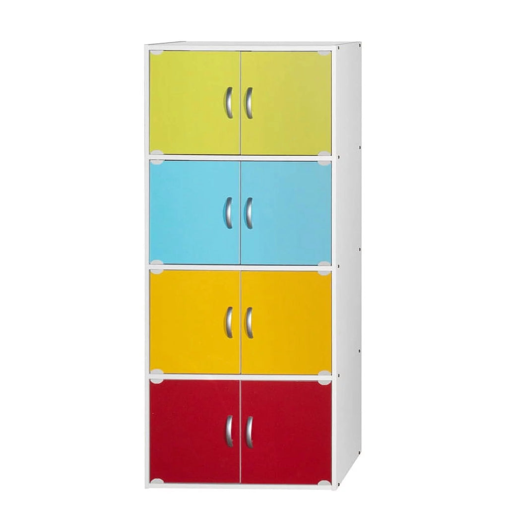 4 Shelf 8 Door Wooden Bookcase Cabinet A531