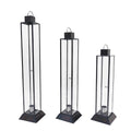 Black Glass Taper Candle Lantern Set X867