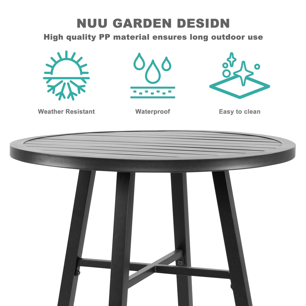 3 Piece Iron Stackable Patio Bistro Set with 2 Chairs and Round Table Black Y633230