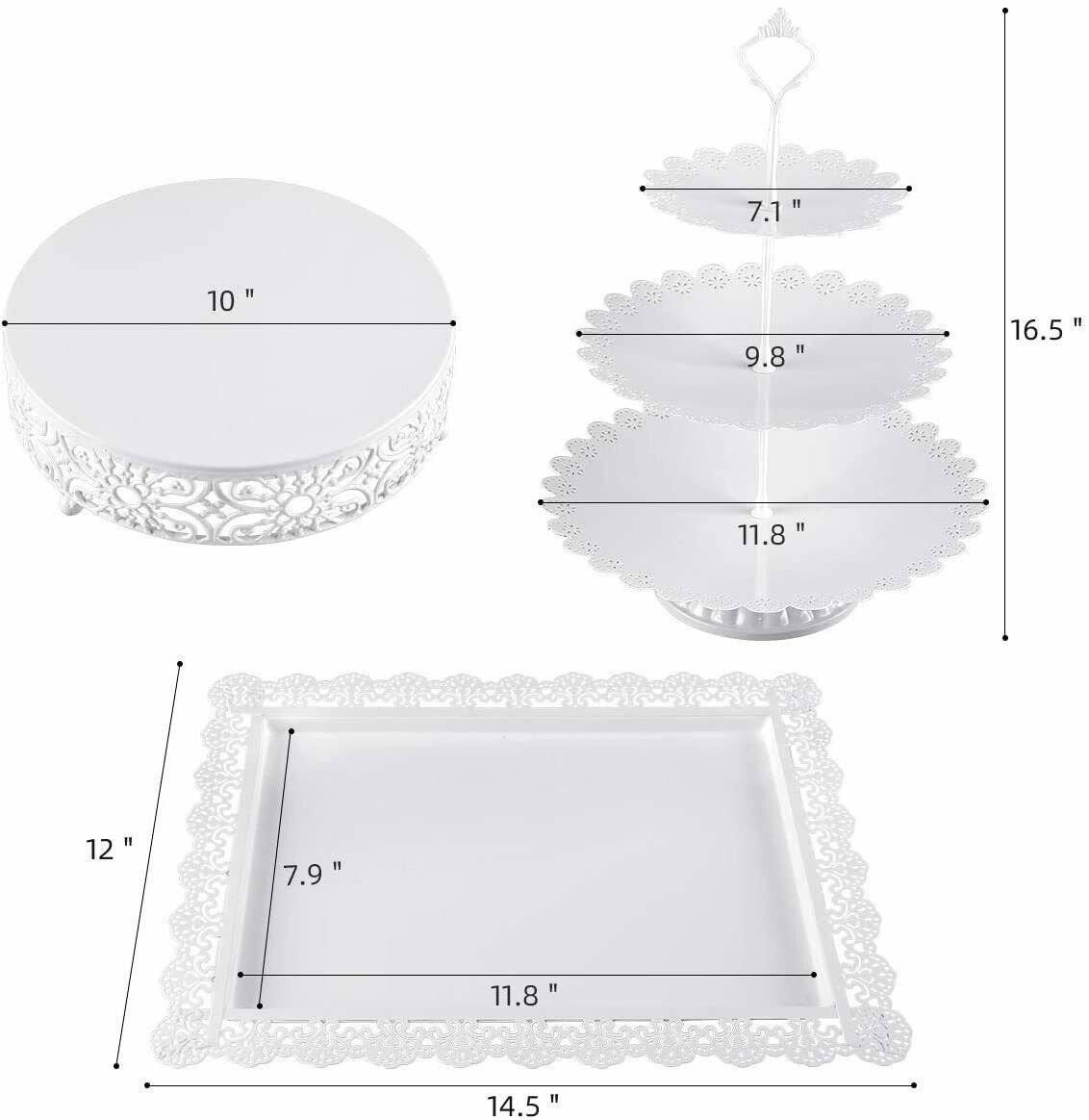 White Metal 3 Piece Cake Stand Set H837250